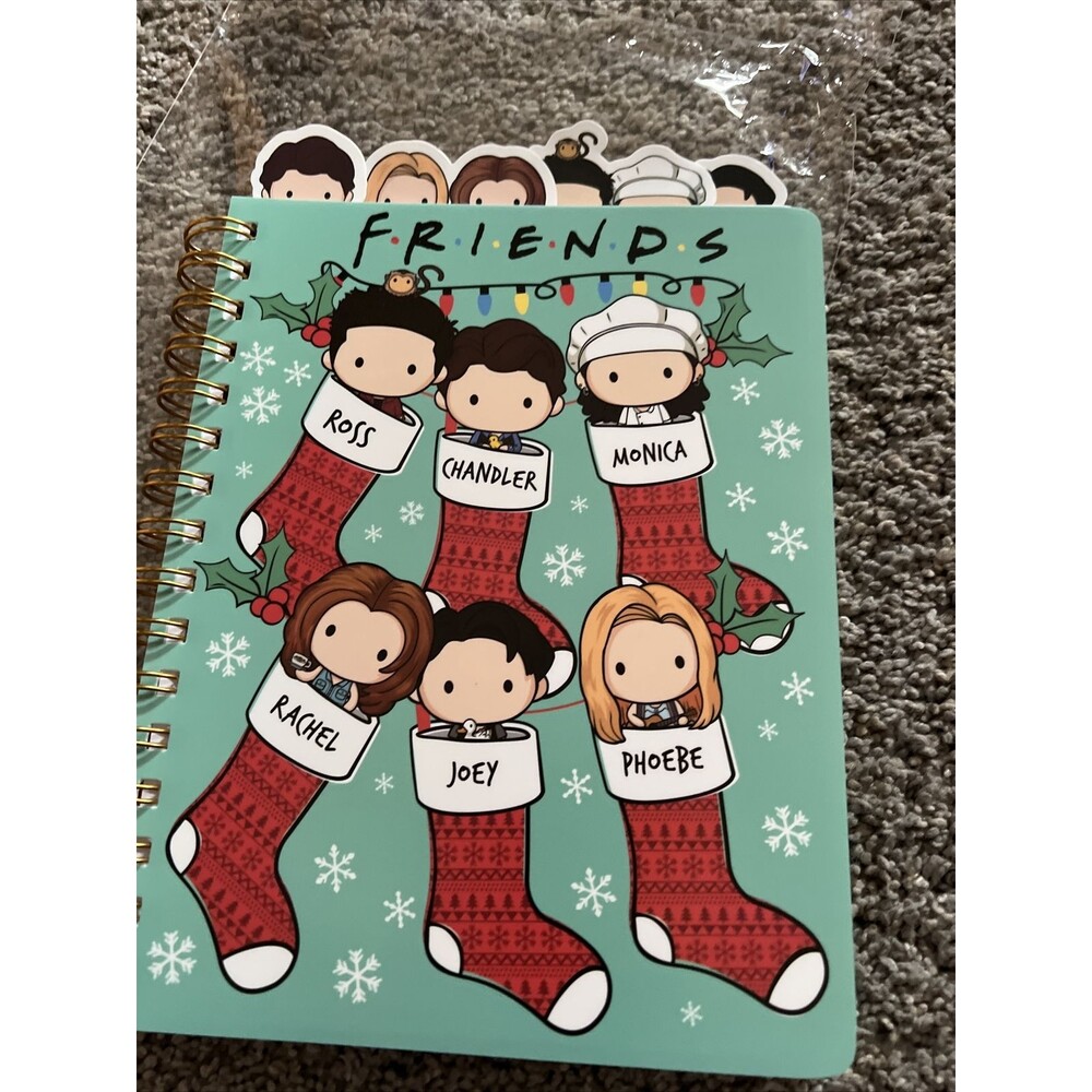 Friends TV Show Journal 96 Page Spiral Notebook Christmas Stockings New Plastic